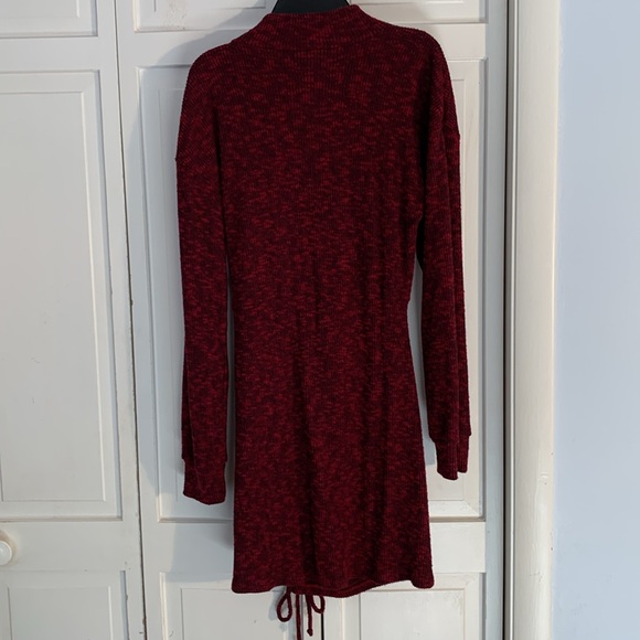 Xhilaration Red Ruched Bodycon Sweater Dress with Long Dolman Sleeves EUC - Picture 10 of 12